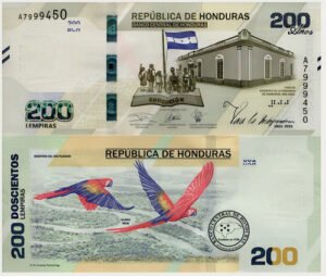 Billete De Honduras De 200 Lempiras Loro Rojo Nvo Sin C 2021