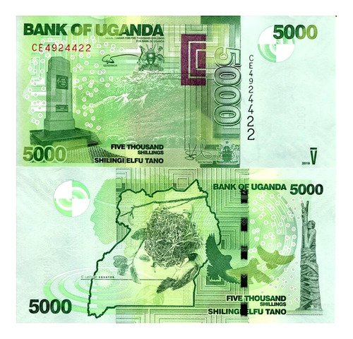 Billete De Uganda De 5,000 Chelines, 2019 Nuevo Sin Circular