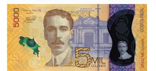 Billete De Costa Rica 5,000 Colones, Alfredo Glez. Mono 2012