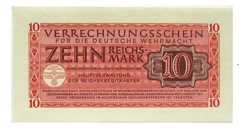 Billete De Alemania Del 3o Reich De 10 Reichsmark1944 Hitler