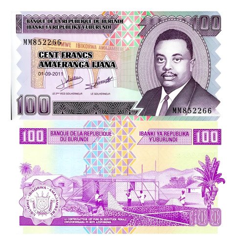 D_616919-MLM94298196568_102025-O.jpg Billete De Burundi 100 Francos, Nuevo Sin Circular 2011