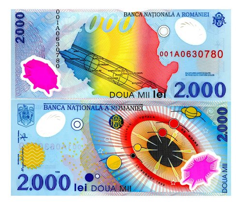 Billete De Rumania De 2000 Leu, Eclipse De Sol 1999 Polímero