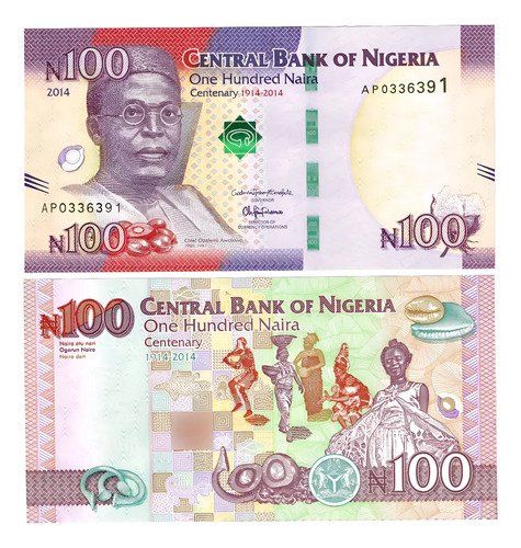 Billete De Nigeria 100 Nairas; Obafemi Awolowo Emitido 2014