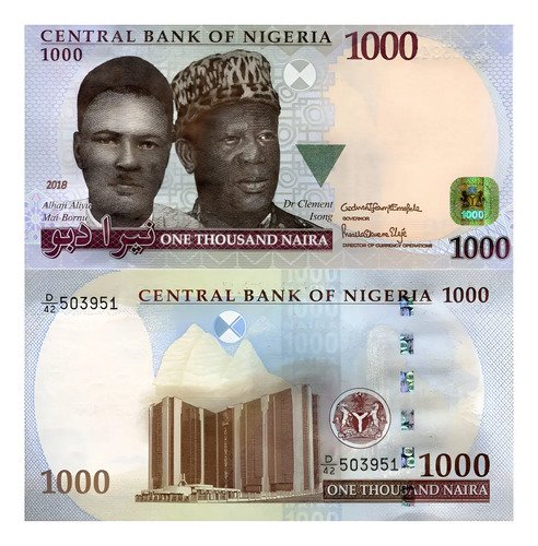 Billete De Nigeria 1,000 Nairas Banco Central 2022 Nuevo S C