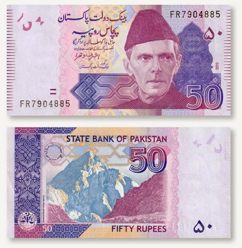 Billete De Pakistán 50 Rupias Muhamad Ali Jinah Nvo S C 2021
