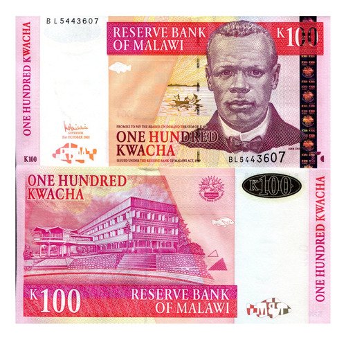 Billete De Malaui & Malawi 100 Kwachas J. Chilembwe Nvo 2011