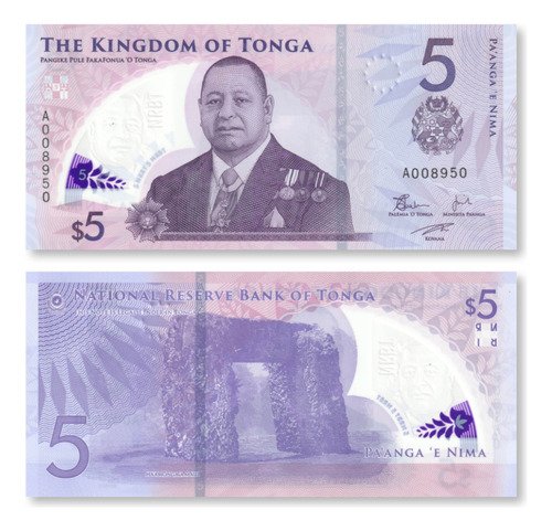 D_672640-MLM84833063834_052025-O.jpg Billete De Tonga 5 Pa'anga Rey Tupou Vl Polímero Nvo Sc 2023