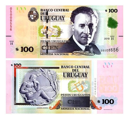 Billete De Uruguay 100 Pesos Fabini, Nuevo Sin Circular 2015