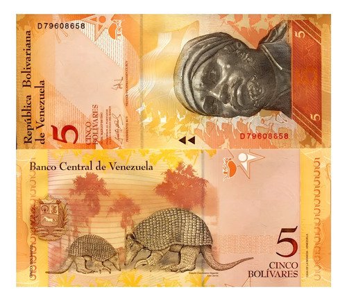Billete De Venezuela 5 Bolívares Pedro Camejo Armadillo 2007