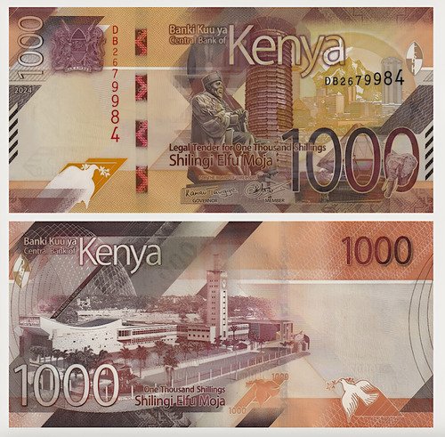 Billete De Kenia 1000 Shillings Kenyatta, Cabeza De Elefante