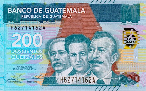 Billete De Guatemala 200 Quetzales, Marimba Nuevo Sin C 2020