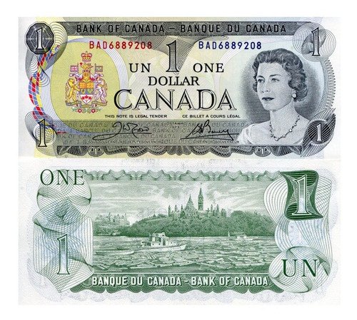 Billete De Canada 1 Dollar Reina Isabel Il Commonwealth 1973