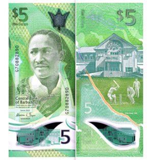 D_683336-MLM78205895363_082024-O.jpg Billete De Barbados 5 Dlls. Frank Worell Polímero Nuevo 2022
