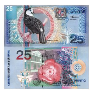 Billete De Surinam 25 Gulden Nuevo Sin Circular 2000 Tucán