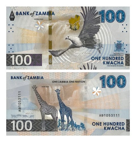 D_694990-MLM94305972724_102025-O.jpg Billete De Zambia 100 Kwacha Águila Pescador Dos Jirafa 2024