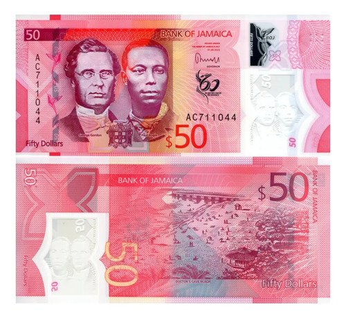 Billete De Jamaica 50 Dollar Polímero 60º Independencia 2022