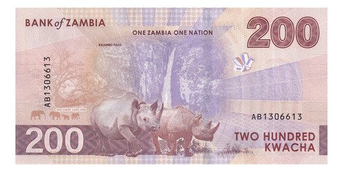 D_698848-MLM84587185574_052025-O.jpg Billete De Zambia 200 Kwacha Águila Pesca Y Rinoceronte 2024