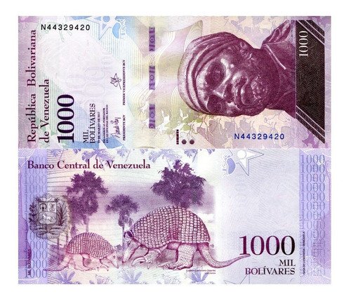 Billete De Venezuela 1,000 Bolívares P Camejo Armadillo 2017