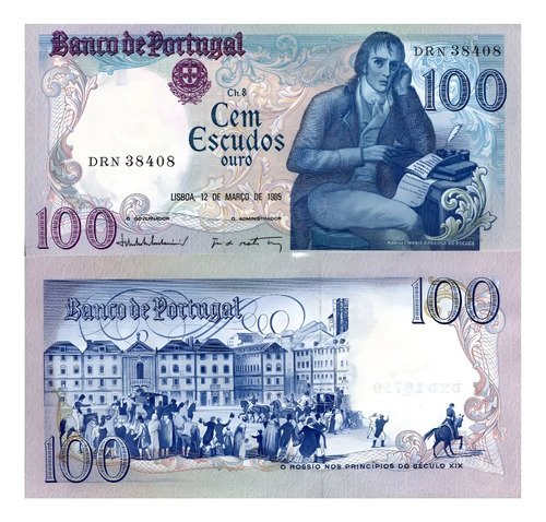 Billete De Portugal 100 Escudos Gobernador Bocage Nuevo 1985