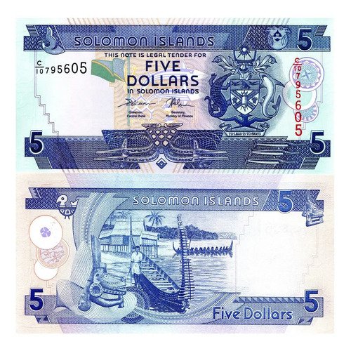 Billete De Las Islas Salomón 5 Dolares, Nuevo 2009,  Oceanía