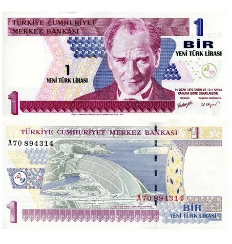 Billete De Turquía 1 Lira 2006 Nvo Sn Circular Mustafa Kemal