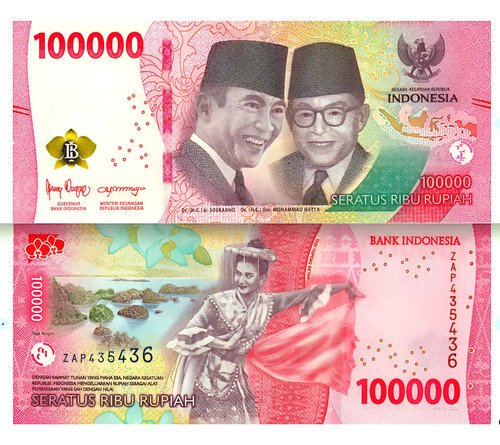 Billete De Indonesia 100,000 Rupiah Bailarina Tari Nvo. 2022