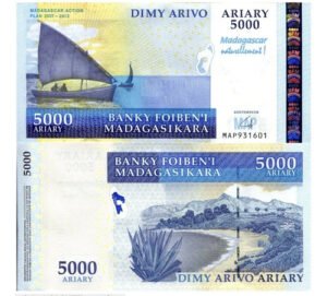 Billete De Madagascar 5,000 Ariary, Velero 2012 Nuevo Sin C