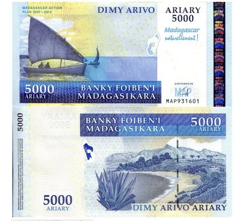 Billete De Madagascar 5,000 Ariary, Velero 2012 Nuevo Sin C