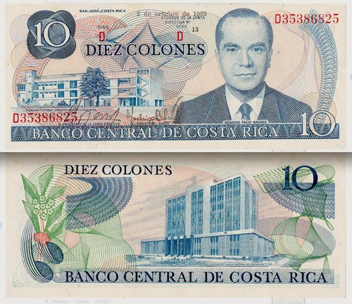 Billete De Costa Rica De 10 Colones Nuevo Sin Circular, 1988