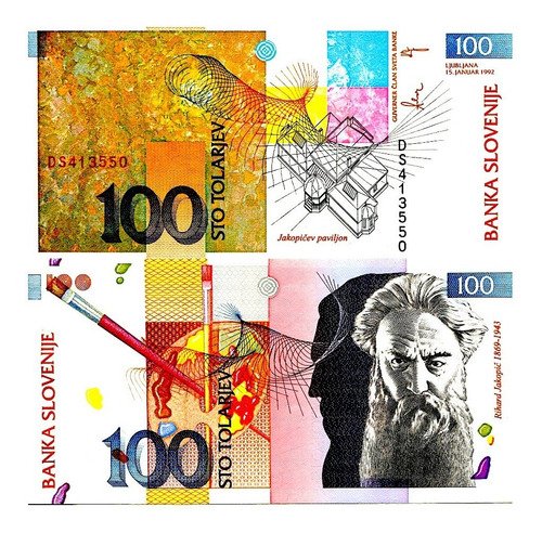 Billete De Eslovenia De 100 Tólar 1992 Rihard Jakopic, Nvo.