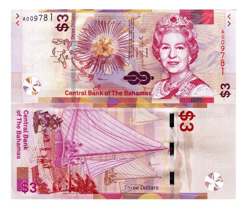 D_719752-MLM72769677252_112023-O.jpg Billete De Bahamas 3 Dollars Reina Isabel Il 2019 Nuevo S. C