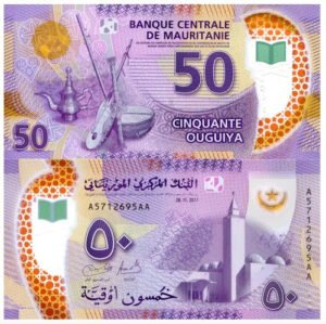 Billete De Mauritania 50 Ouguiya 2017 Polímero Nuevo Sin Cir