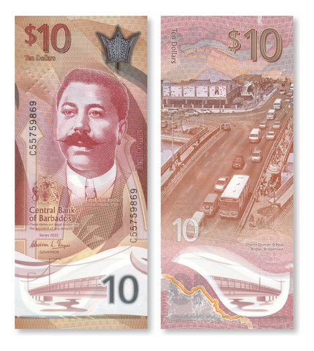 D_725438-MLM84837909468_052025-O.jpg Billete De Barbados 10 Dlls Polímero Nuevo Sin Circular 2022