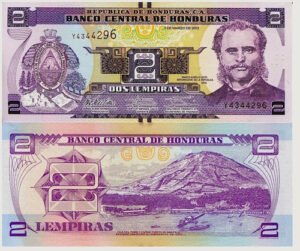 Billete De Honduras De 2 Lempiras, Nuevo Sin Circular, 2014
