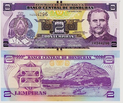 Billete De Honduras De 2 Lempiras, Nuevo Sin Circular, 2014