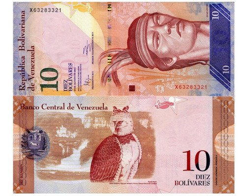 Billete De Venezuela 10 Bolívares, Águila Arpía 2014