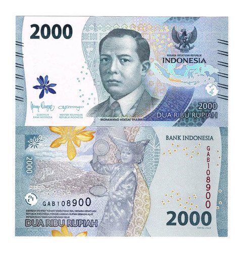 Billete De Indonesia De 2,000 Rupias Mohammad Husni 2022 Nvo
