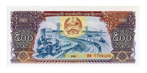 Billete De Laos 500 Kip 1988, Nuevo Sin Circular