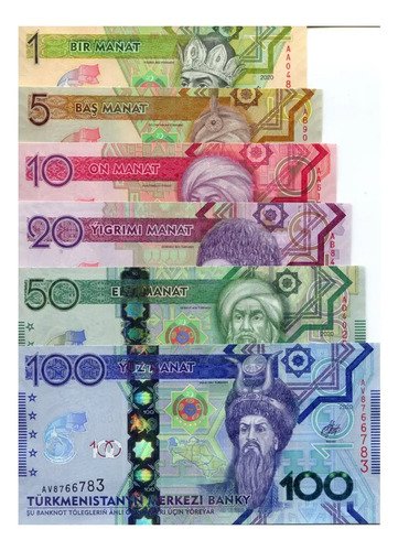 D_736152-MLM73898322544_012024-O.jpg Colección 6 Billetes De Turkmenistán: 1, 5, 10, 20, 50 Y 100