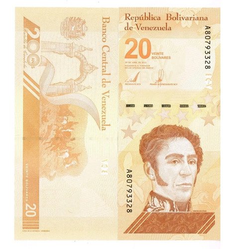 Billete De Venezuela De 20 Bolívar Digital 2021 Simón Bolíva