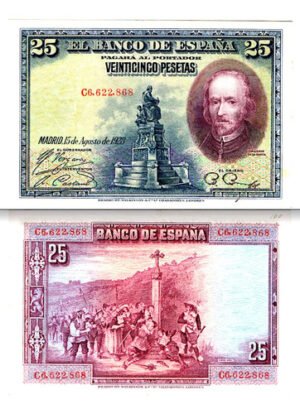 Billete De España 25 Pesetas, Calderón De La Barca 1928