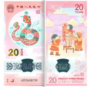 Billete De China De 20 Yuanes Año De La Serpiente Nuevo 2025