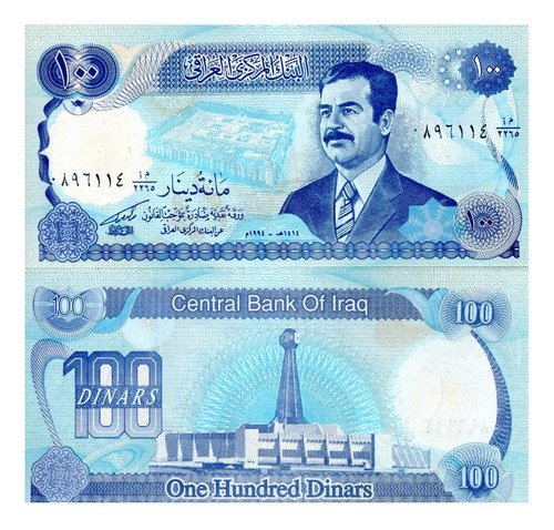 Billete De Irak 100 Dinares Nuevo Sincircular Saddam Hussein