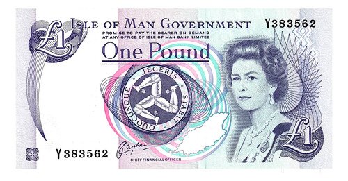 Billete De Isla De Man 1 Libra, Reina Isabel Ii Nuevo Sin C.