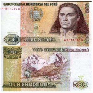Billete De Perú 500 Intis 1987 Nuevo Sc. Túpac Amaru Y Andes