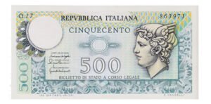 Billete De Italia 500 Liras, Dios Mercurio Nuevo Sin C. 1979