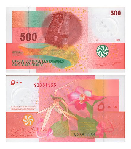 D_758585-MLM95744618725_102025-O.jpg Billete De Comoras De 500 Francos, Lémur, Nuevo Sin Circular