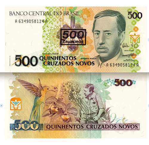 Billete De Brasil 500 Cruzeiros, Colibrí, Nuevo Sin Circular
