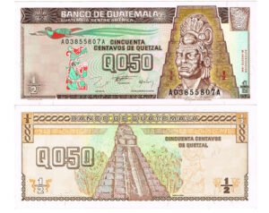 Billete De Guatemala ½ Quetzal, Tecun Uman Nuevo Sin C. 1998