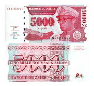 D_768910-MLM50215479936_062022-O.jpg Billete De Zaire 5,000 Zaires, Nuevo 1995, Dictador Mobutu